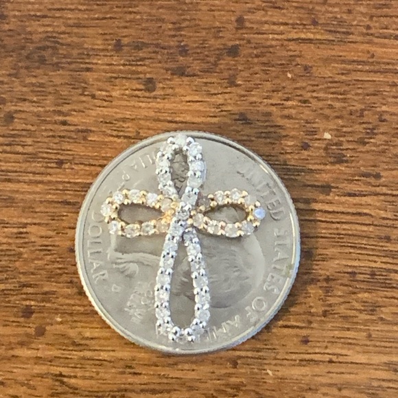 10k Gold Two Toned Diamond Pendant Slide - Picture 9 of 9